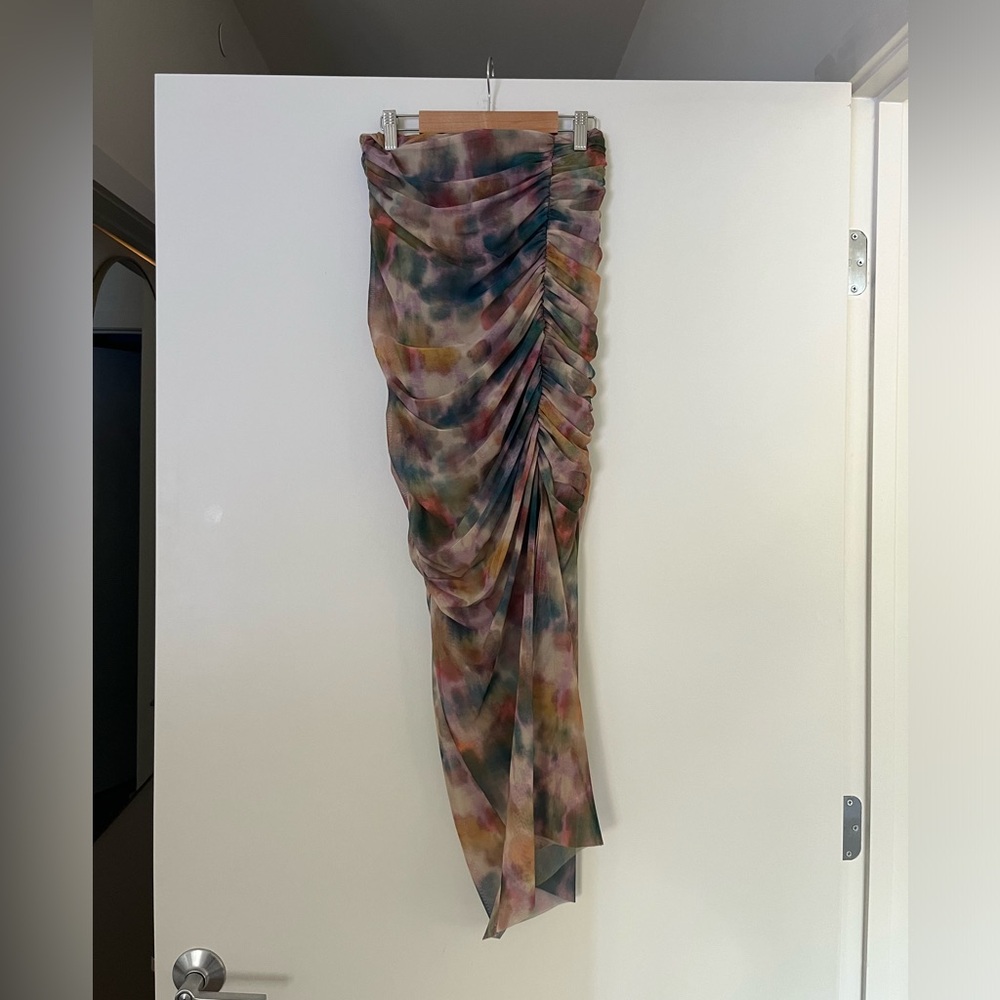 Multicolor Ruched Midi Skirt